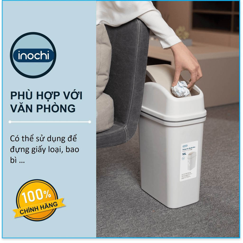 Thùng Rác Nhựa Nắp Lật Inochi 10 Lít Rất Đẹp Làm Sọt Rác Văn Phòng, Khách Sạn, Đựng Rác Gia Đình, Để Bàn Trong Nhà