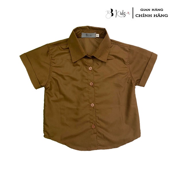 Áo Sơ Mi Ngắn Tay BB Kids Phong Cách Hàn Quốc Cho Bé Trai ( Màu Nâu)
