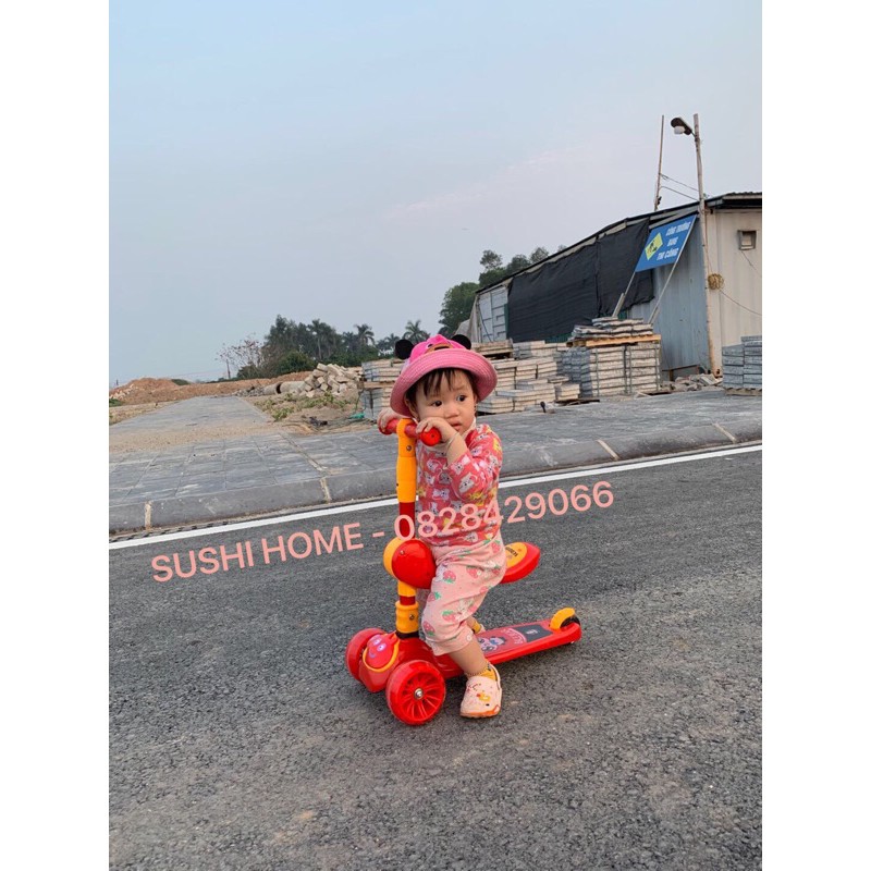 SIÊU XE SCOTER ĐẠP NHÚN LÀ ĐI-xe trượt có đèn nhạc có ghế ngồi