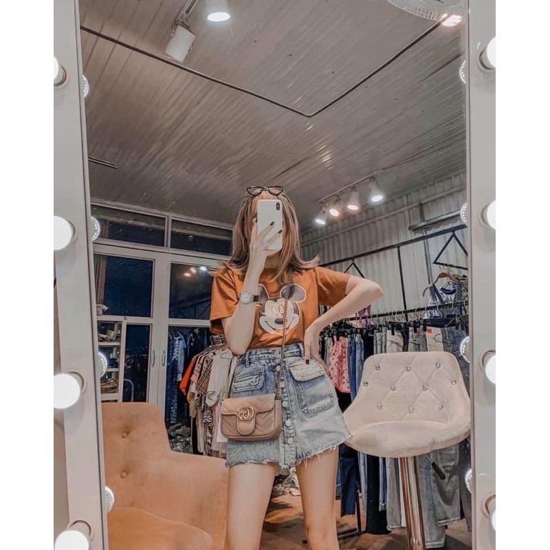 Chân váy jeans cài cúc