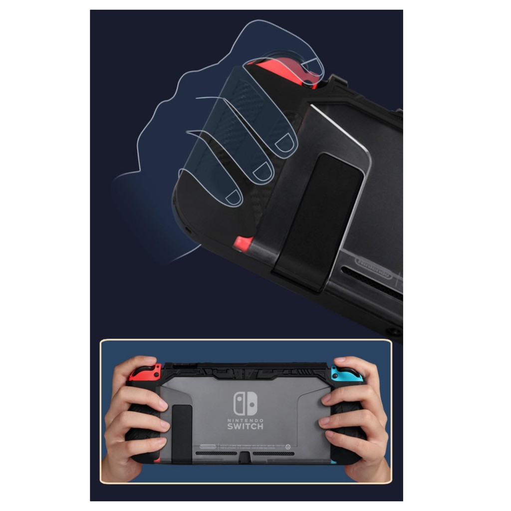 Ốp lưng chống sốc bảo vệ TPU, case gắn được vào dock cho Nintendo Switch ver 1 / ver 2 kèm kính cường lực, bọc núm