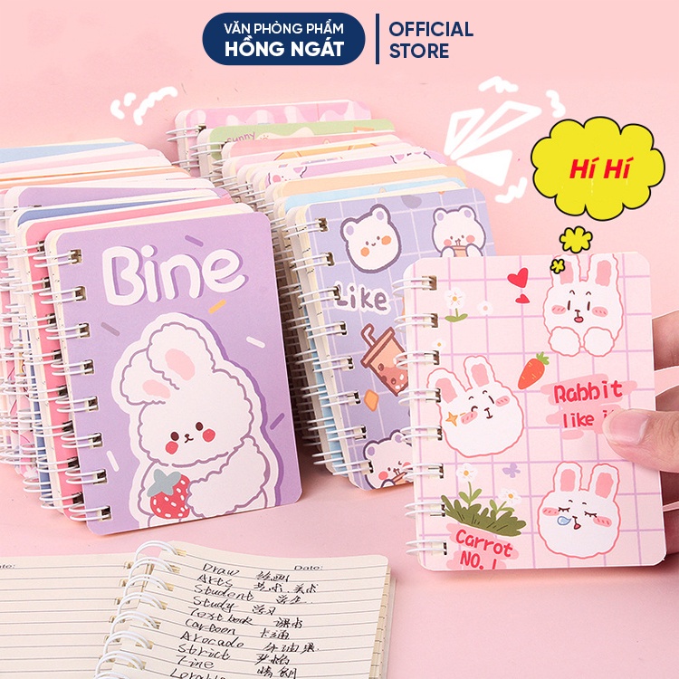 Sổ tay cute hoạt hình đẹp dễ thương, sổ tay ghi chép lò xo mini nhỏ gọn bỏ túi 80 trang a7 có dòng kẻ S05