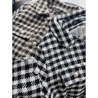 Set áo khoác + chân váy dạ PP houndstooth mimee