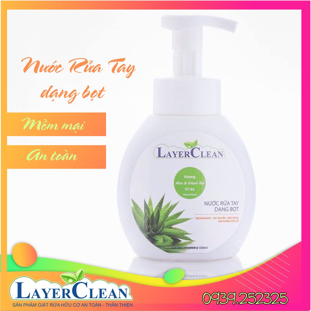 Nước rửa tay hữu cơ LAYER CLEAN 330ml an toàn cho da nhạy cảm