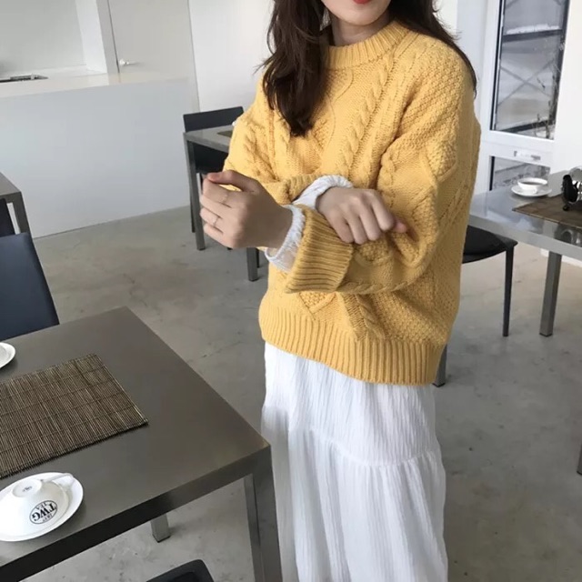 Áo len xoắn thừng