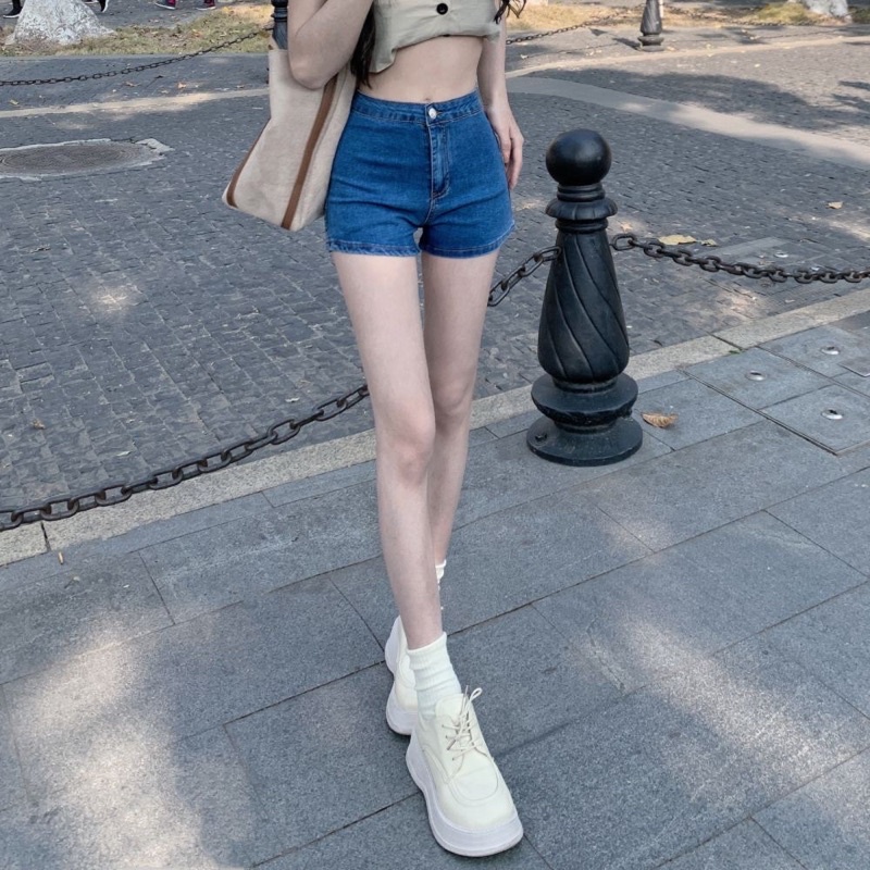 (New) Quần jeans nữ, quần short jeans ngắn basic màu xanh đủ size S M alohashop91