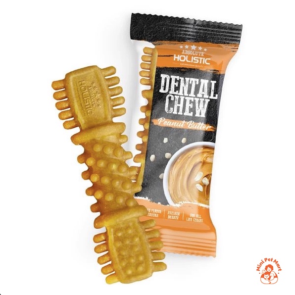 Xương gặm sạch răng, thơm miệng cho chó hình bàn chải ABSOLUTE HOLISTIC DENTAL CHEW  - Vị bơ đậu phộng