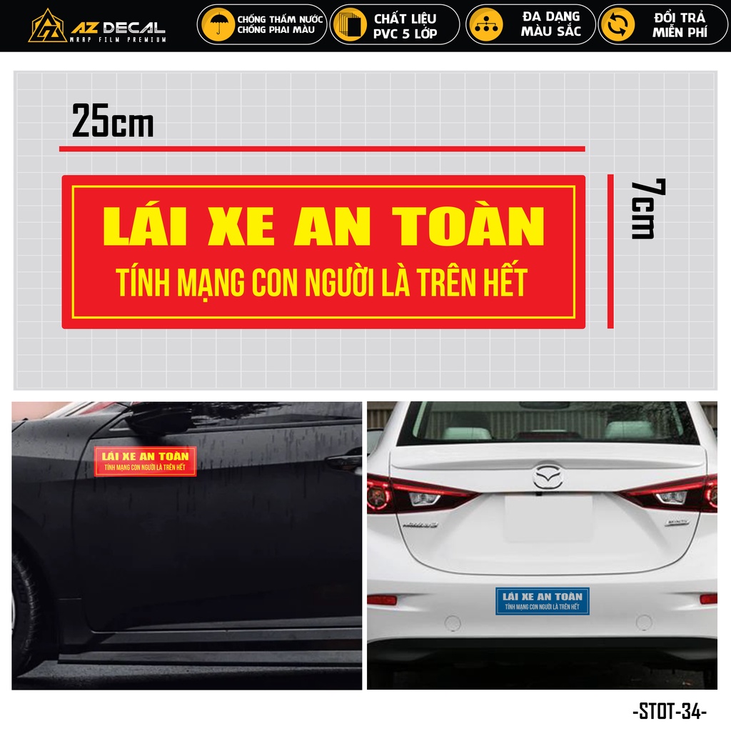 Sticker Dán Xe Ô Tô Lái Xe An Toàn | STOT-34 | Team Decal Dán Sườn Cản Sau Xe Hơi Oto Tải Xe Khách 4 Chỗ 7 Chỗ