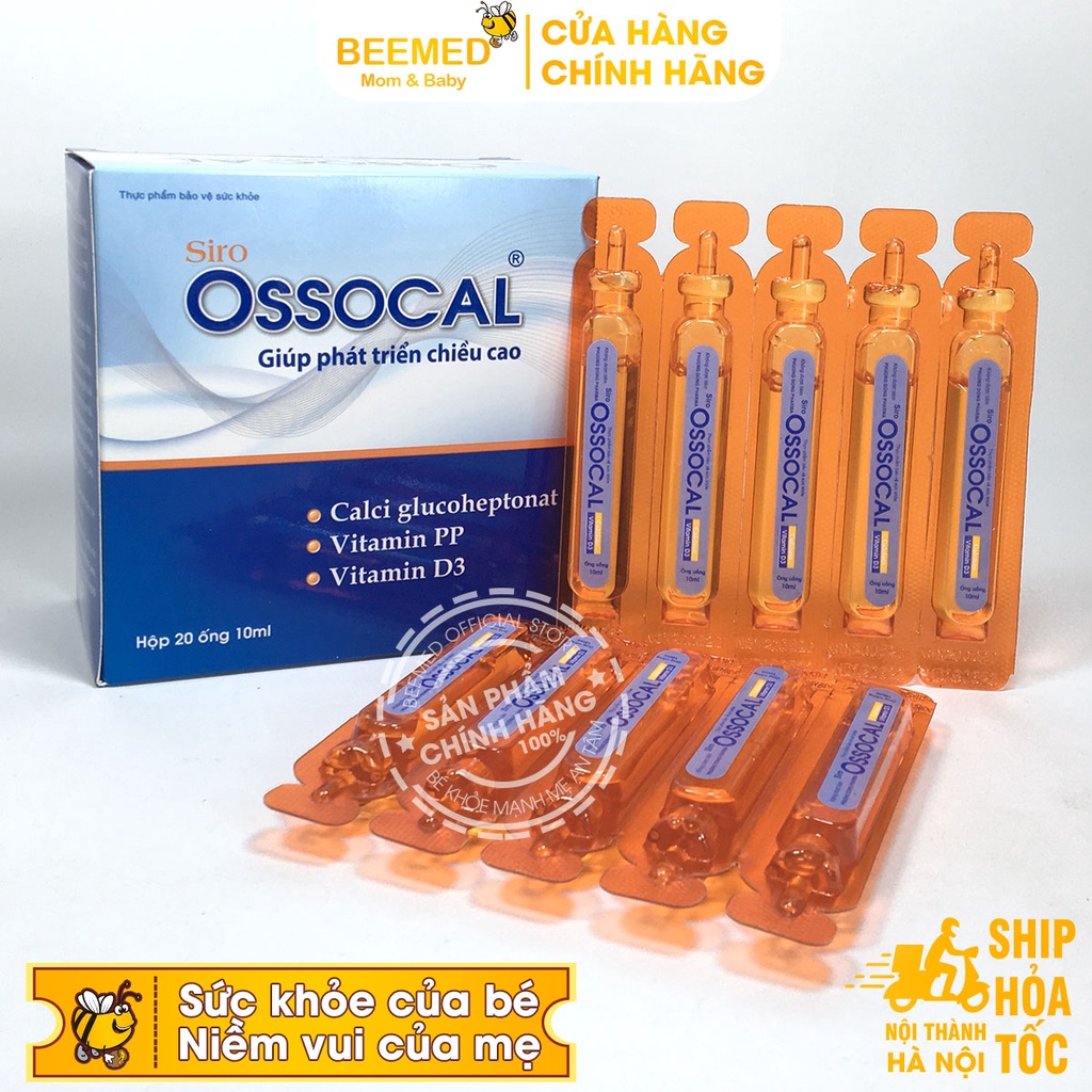 Siro Ossocal - Bổ sung canxi hữu cơ và D3 cho mẹ bầu, sau sinh và trẻ nhỏ, phát triển về chiều cao hộp 20 ống