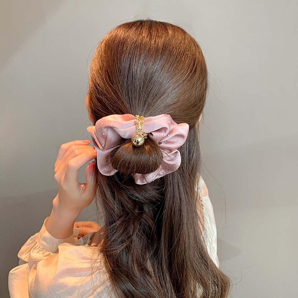 IVORY Dây Buộc Tóc Vải Lụa Satin Cỡ Lớn Thiết Kế Đơn Giản Ngọt Ngào Cho Nữ