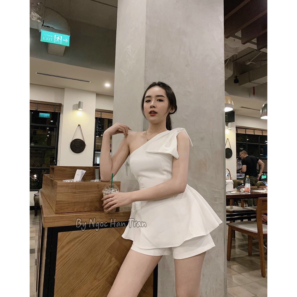 SÉT BỘ LỆCH VAI KẾT NƠ (ÁO CÓ DÂY KÉO) CÁ TÍNH THỜI TRANG THIẾT KẾ VESTA NV65