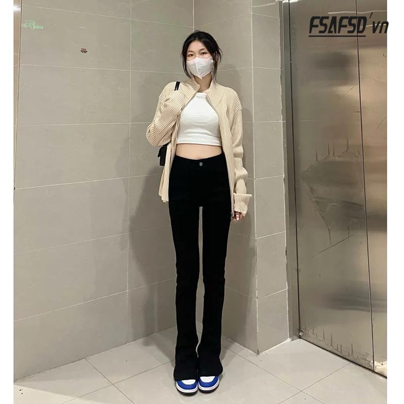 Quần Jeans Nữ Dài Ống Loe Thời Trang Cá Tính