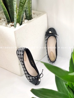 ( ảnh thật ) Giày búp bê đính nơ chane