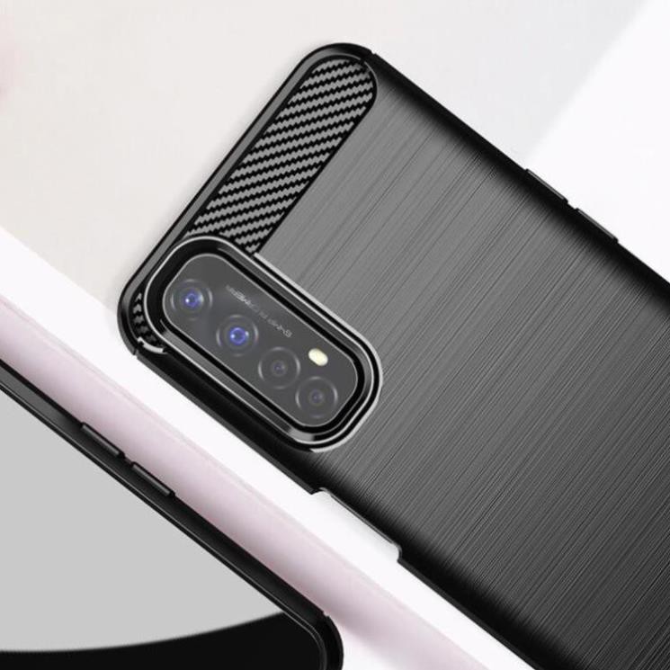 Ốp lưng dẻo Oppo Realme 7 vân sợi cacbon chống sốc, chống vân tay Rugger Amor