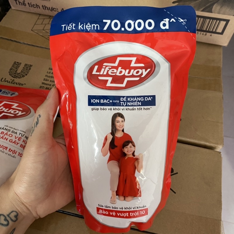 Sữa tắm Lifebuoy Bảo vệ vượt trội 10 (Đỏ) Túi 850ml