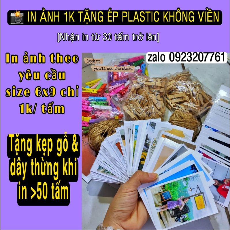 [SIÊU RẺ] IN ẢNH 6x9 THEO YÊU CẦU 1K/TẤM TẶNG ÉP PLASTIC KO VIỀN