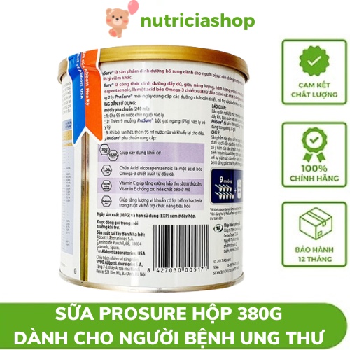 1 thùng ( 24 hộp) Sữa Prosure hỗ trợ dinh dưỡng  dành cho người bị ung thư hộp 380g