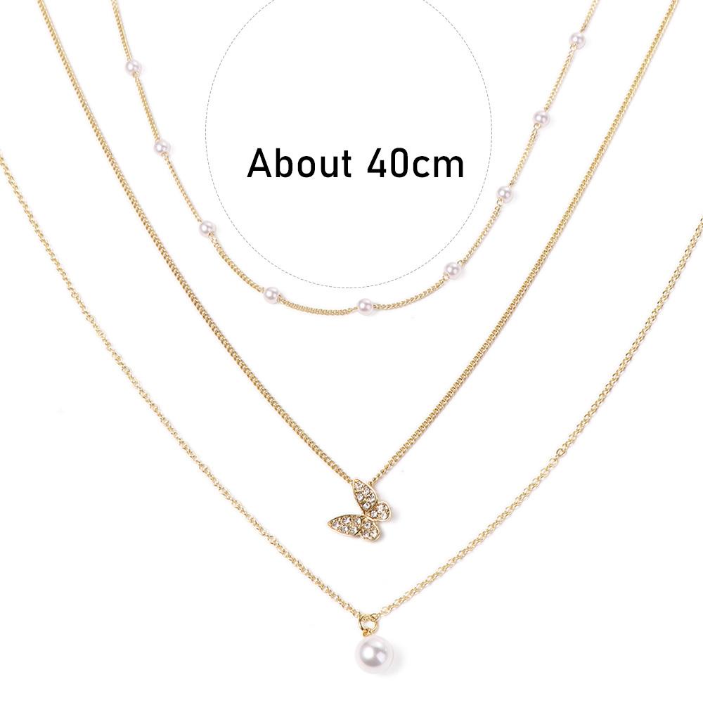 ANEMONE Vòng Cổ Nhiều Lớp Mặt Hình Bướm Đơn Giản Phong Cách Hàn Quốc Cho Nữ