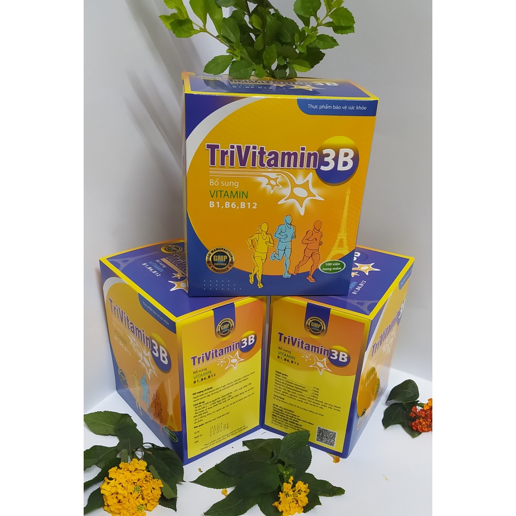 3B TRIVITAMIN . 3B hộp 100 viên nang mềm - Bổ sung Vitamin nhóm B (B1-B6-B12) hỗ trợ tăng cường sức khỏe.