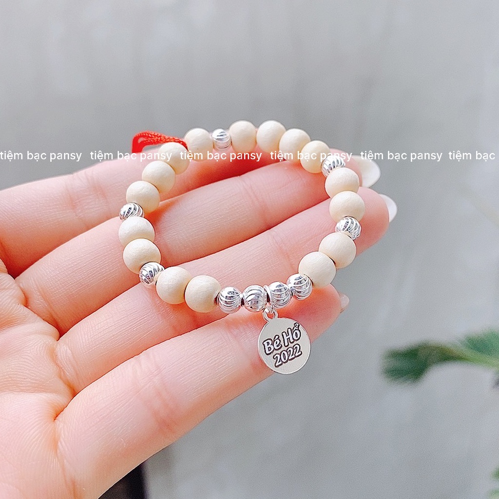 Vòng dâu tằm cho bé sơ sinh mix bạc dành tặng bé trai, bé gái khắc tên riêng