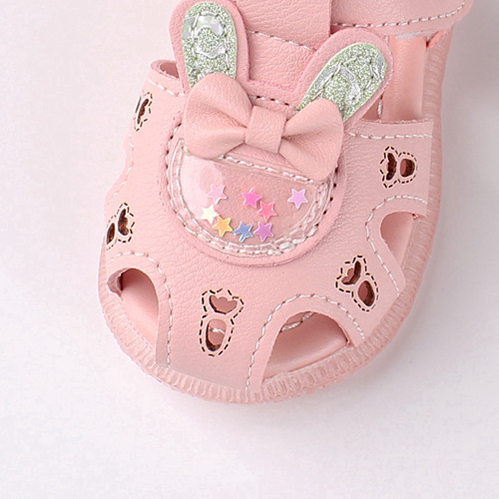 0-2 Cartoon Pink Rabbit Pre Walker Newborn Baby Shoes Sandals Protect Toes Girls Baby Sandals Infant Toddler Shoes