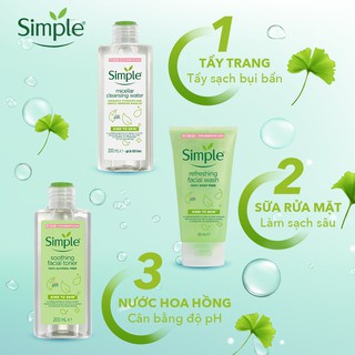 Combo Simple 3 Món Làm Sạch &amp; Cân Bằng Dịu Nhẹ Da Nhạy Cảm