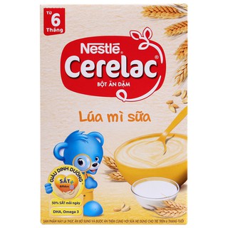 Bột ăn dặm nestle' cerelac lúa mì sữa hộp 200g