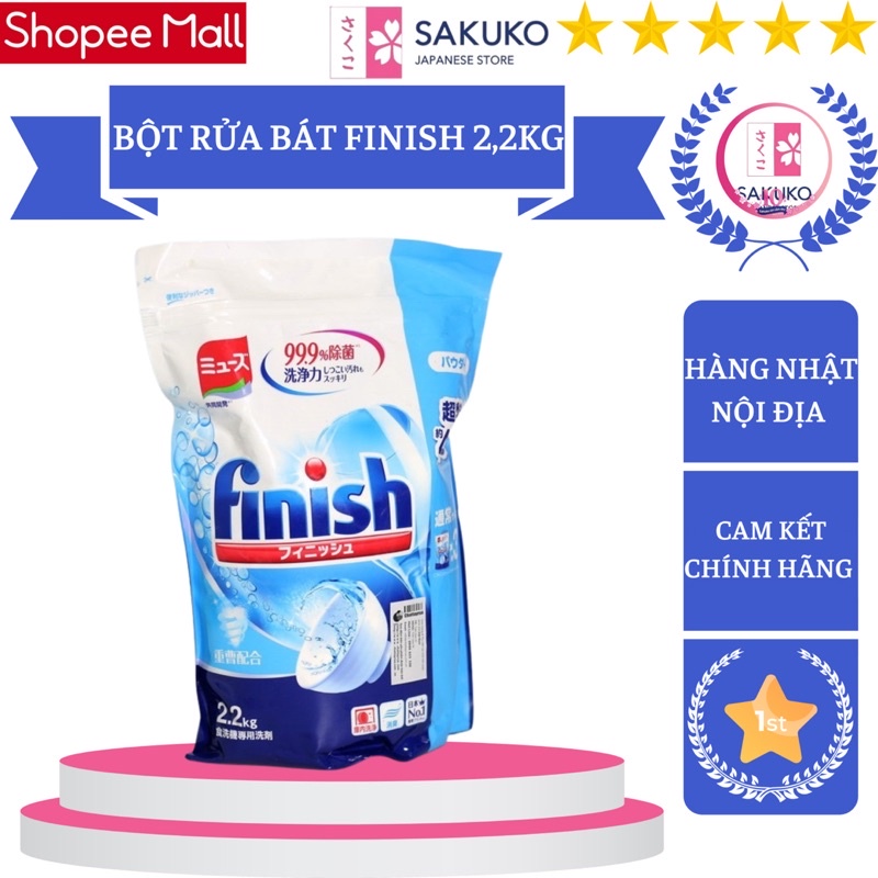 Bột Rửa Chén Bát FINISH Cho Máy Rửa Bát Nhật Bản 2.2Kg - SAKUKO