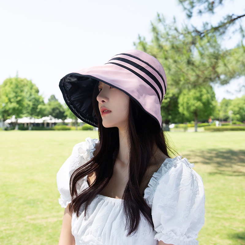 Nón Vành Hở Chóp Sọc Ngang Lớp Vinyl Chống Tia UV