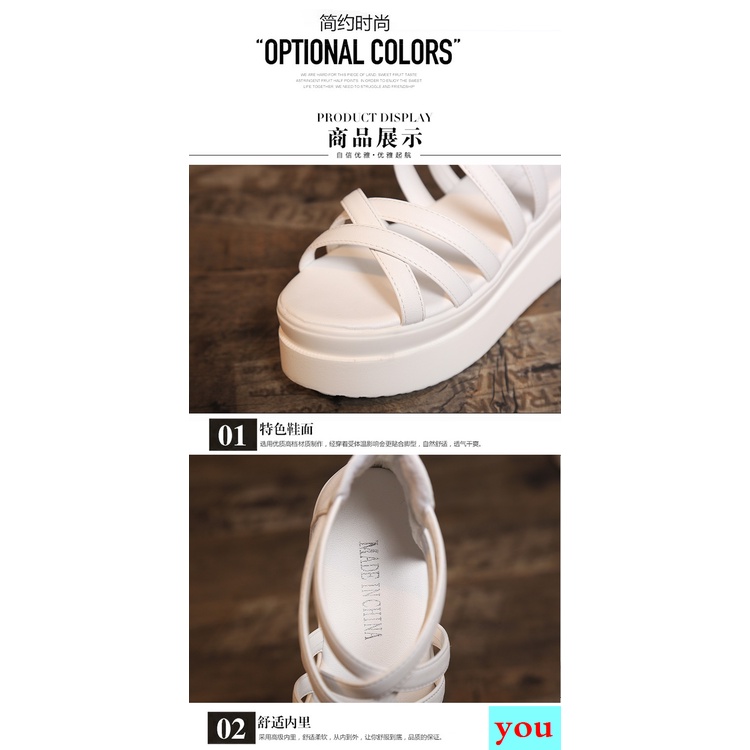 Giày Sandal Đế Xuồng Dày Màu Trắng Thời Trang Mùa Hè Phong Cách Hàn Quốc Mới 2021 Cho Nữ