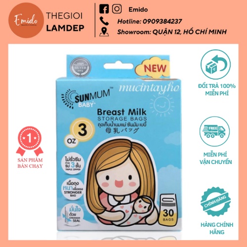 Hộp 50 túi trữ sữa mẹ không BPA 250ml SUNMUM  SM