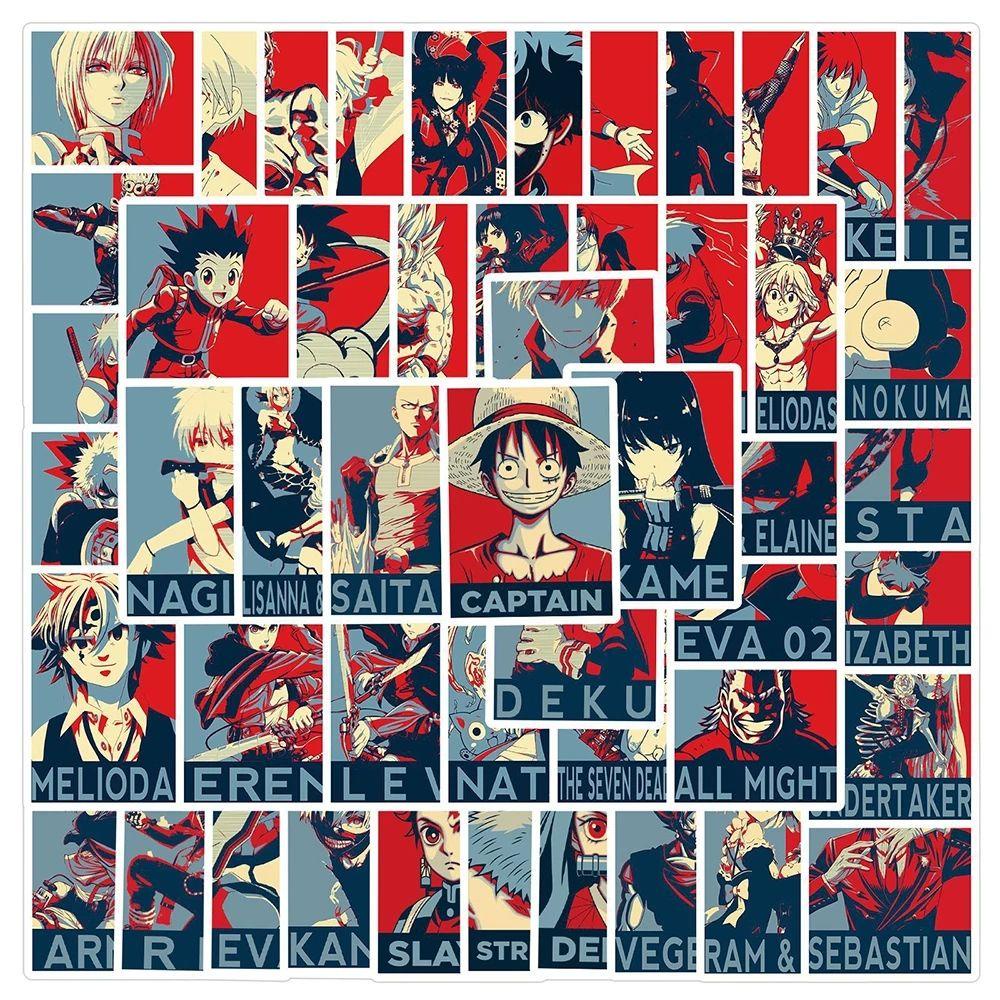 Sticker Anime Dán Trang Trí Laptop Ván Trượt DIY WMES15H Chống Nước Hình Luffy Demon Slayer