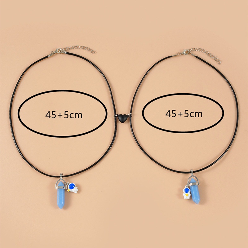 2 Vòng cổ RINHOO mặt đá trụ lục giác phát sáng thời trang cho cặp đôi