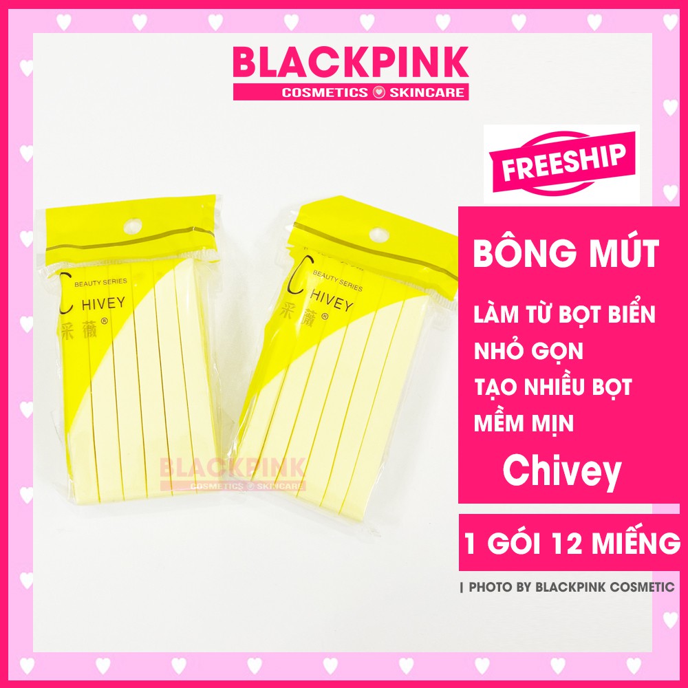 Mút bọt biển Chivey rửa mặt dạng nén - Túi 12 miếng