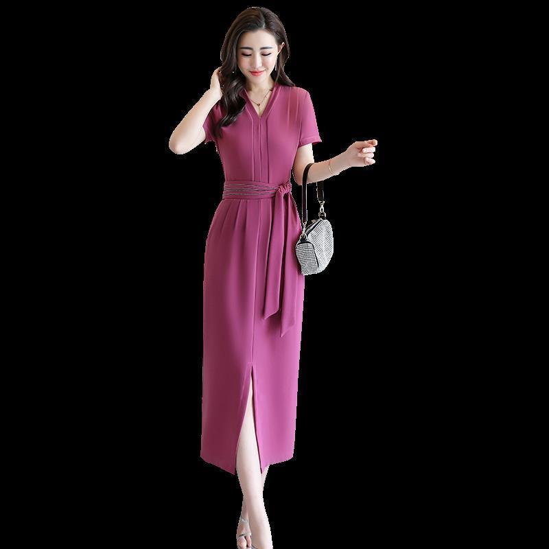 2020 summer new Korean women's skirt, elegant slim high waist temperament V-neck skirt | BigBuy360 - bigbuy360.vn