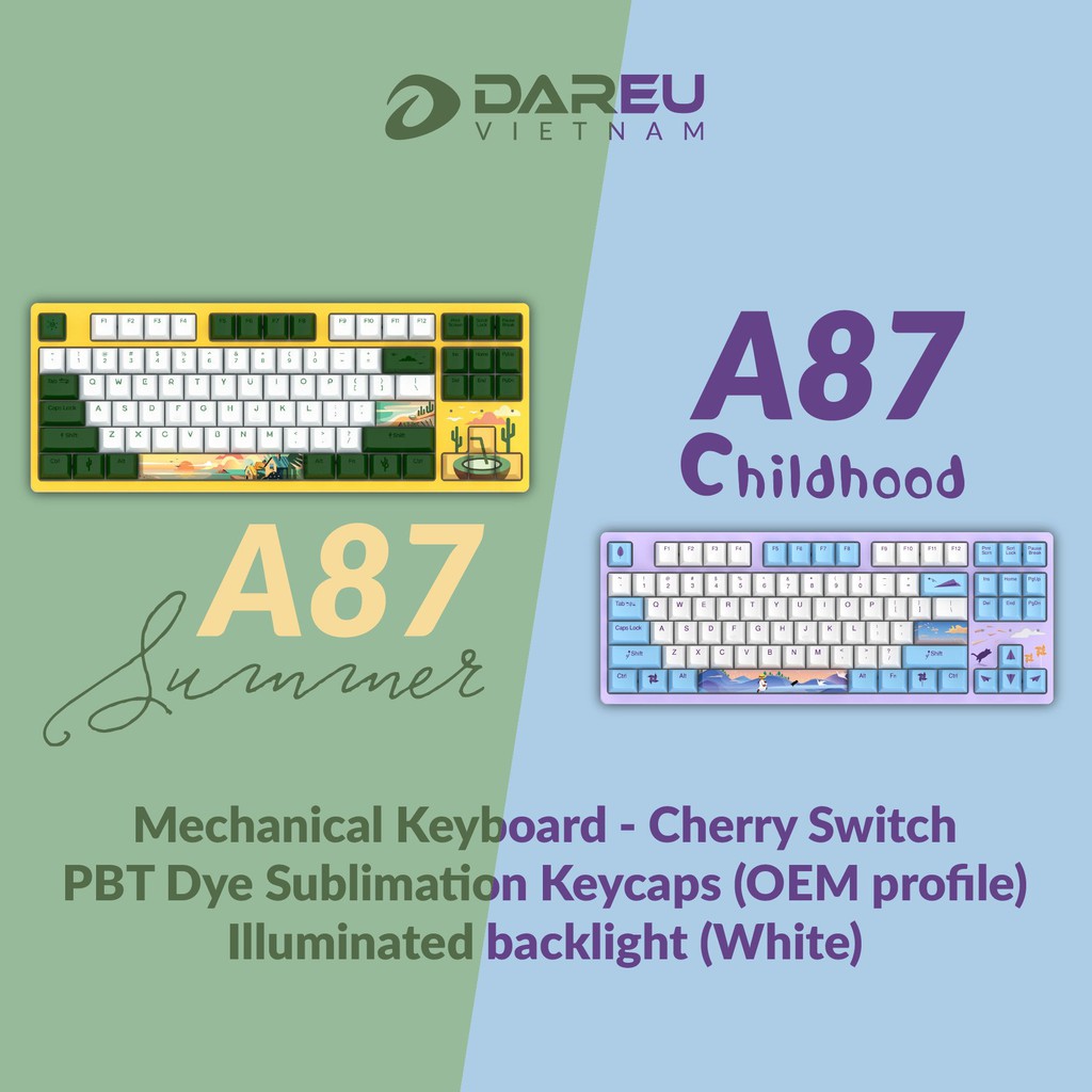 Bàn phím cơ Gaming DAREU A87 Cherry Switch (Childhood,summer,Dream,Swallow)