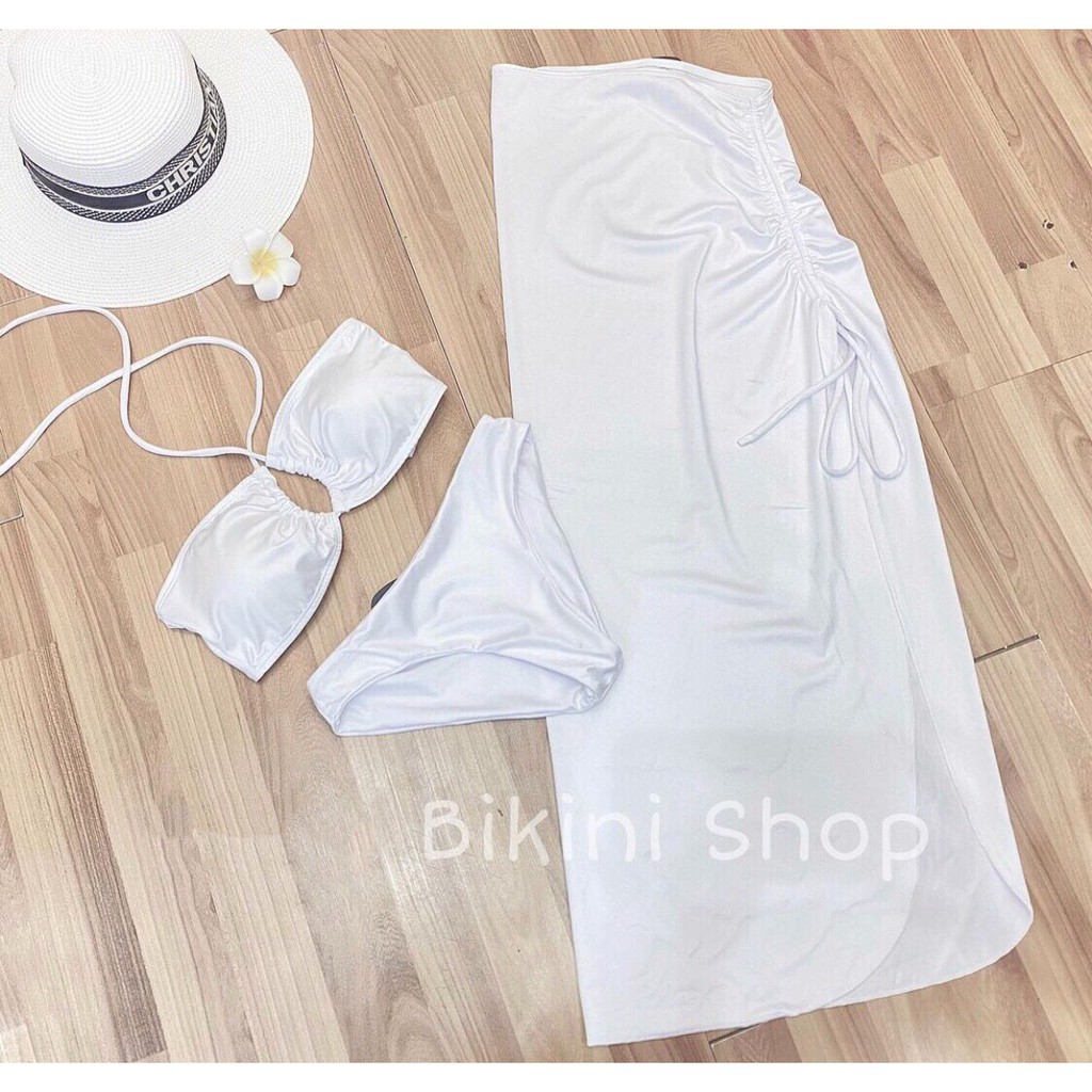 Set bikini 3 chi tiết kèm váy đi biển đồ bơi nữ đẹp cao cấp SET01