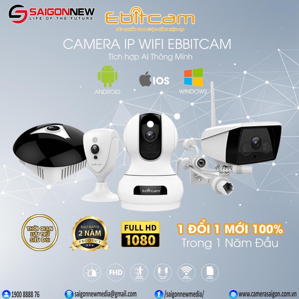 Camera IP Wifi Fisheye 360 Độ Ebitcam EBF2 (5.0 MP)