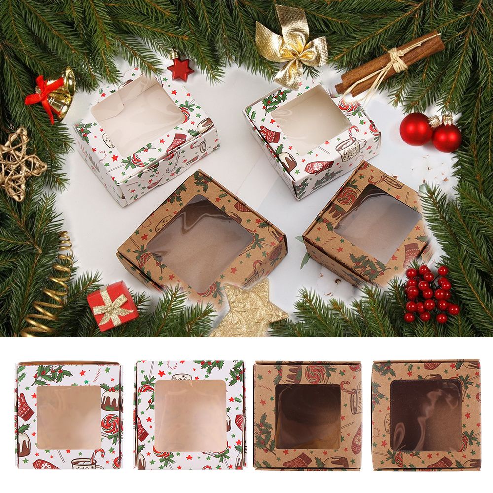 gifts box with window Marbling pattern paper christmas gifts package box candy wedding favors party supplies