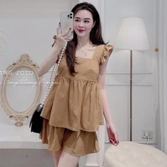 Bộ đũi cánh tiên quần sooc tầng 2 màu xinh xắn