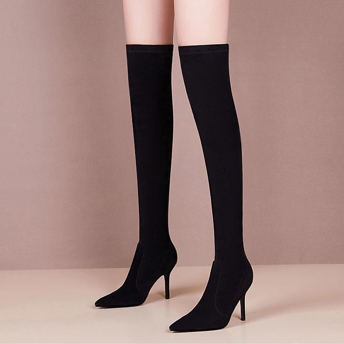 Giày Bốt Cao Gót Cổ Cao Qua Đầu Gối Co Giãn Thời Trang Thu Đông Hàng Mới Dành Cho Nữ s 2021