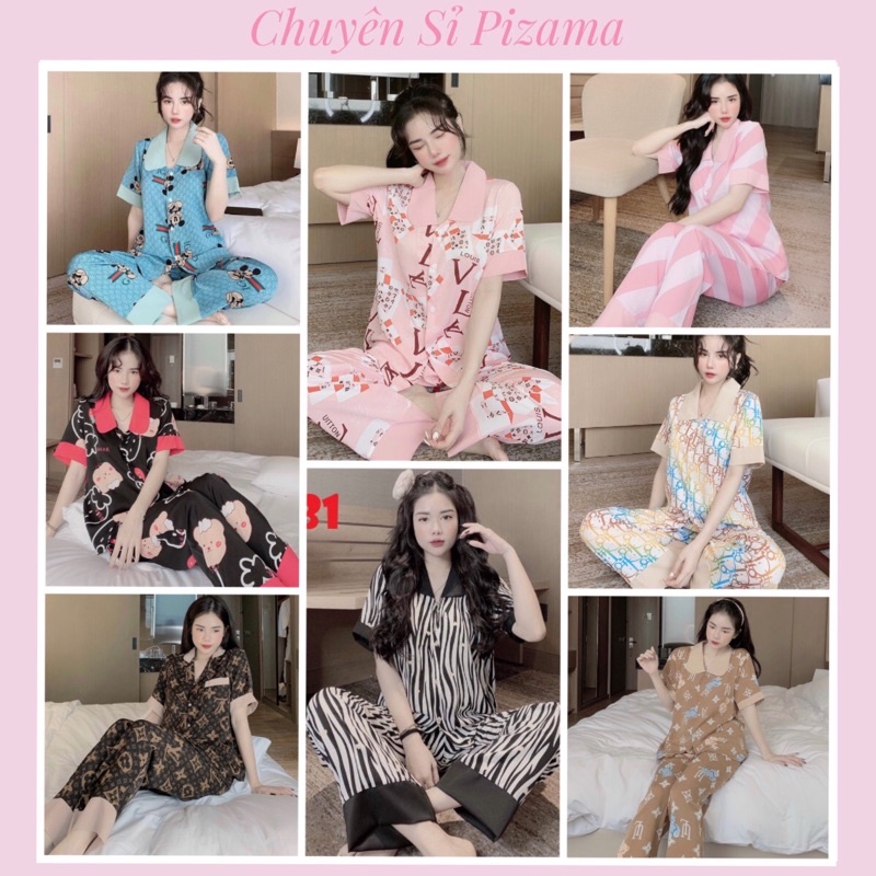 Bộ ngủ - set bộ đồ pijama cổ sen kate tay cộc quần dài