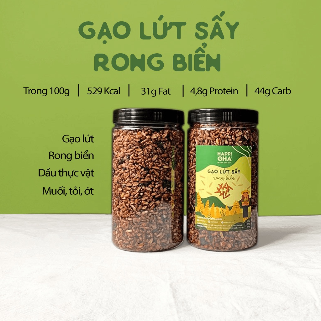 Gạo Lứt Sấy Rong Biển Vị Tỏi Ớt HAPPI OHA 250g