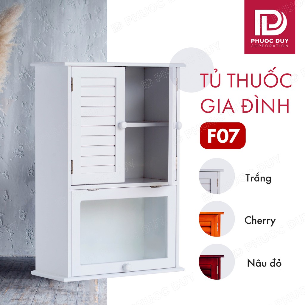 Tủ thuốc - Tủ y tế gia đình gỗ tự nhiên F07 - BH 1 đổi 1 trong 12 tháng