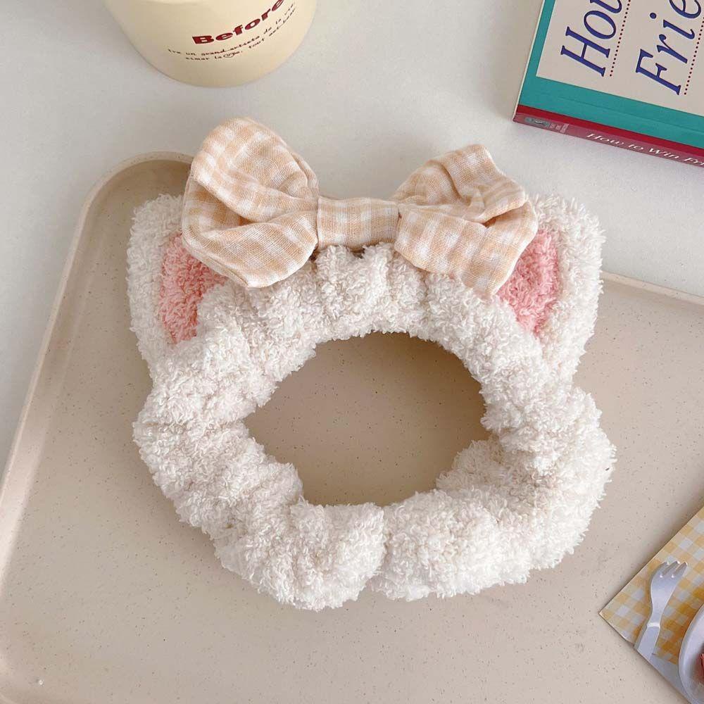 Băng Đô Cài Tóc Co Giãn Hình Tai Thỏ Bằng Vải Lông Dễ Thương
