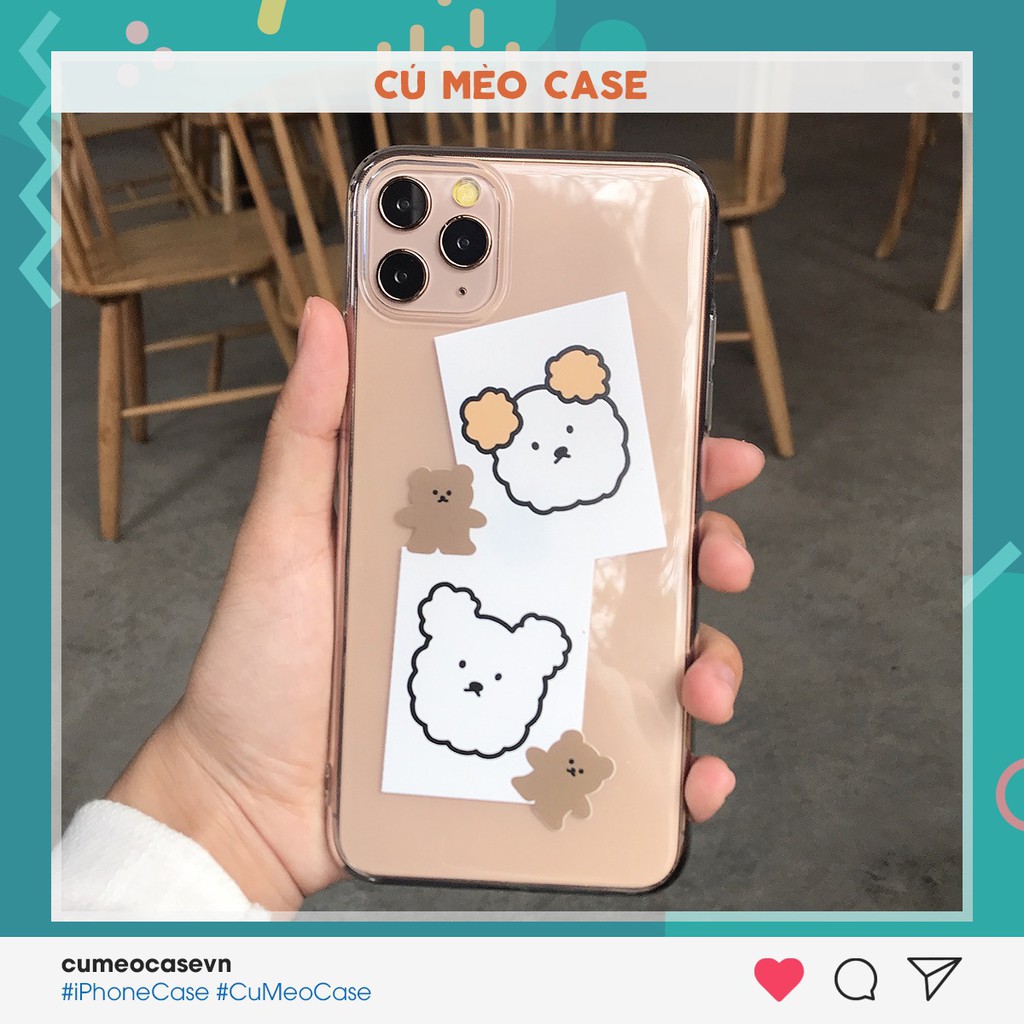 Ốp gấu tai vàng dành cho iPhone 6 6s 6 plus 7 8 7 Plus 8 Plus X Xs Xr XsMax iPhone 11 11 Pro 11 Promax