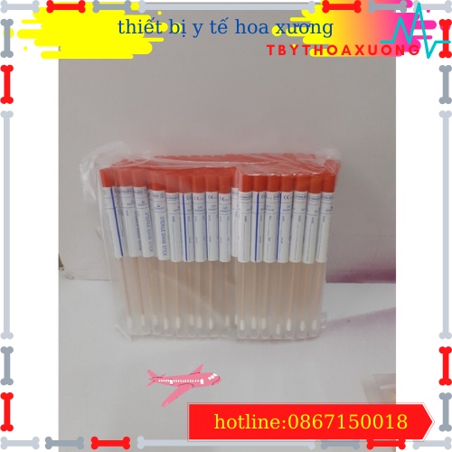 [Hàng Nhập Khẩu] Tăm Bông Lấy bệnh Phẩm Cán gỗ Vô Trùng Túi 100 Que