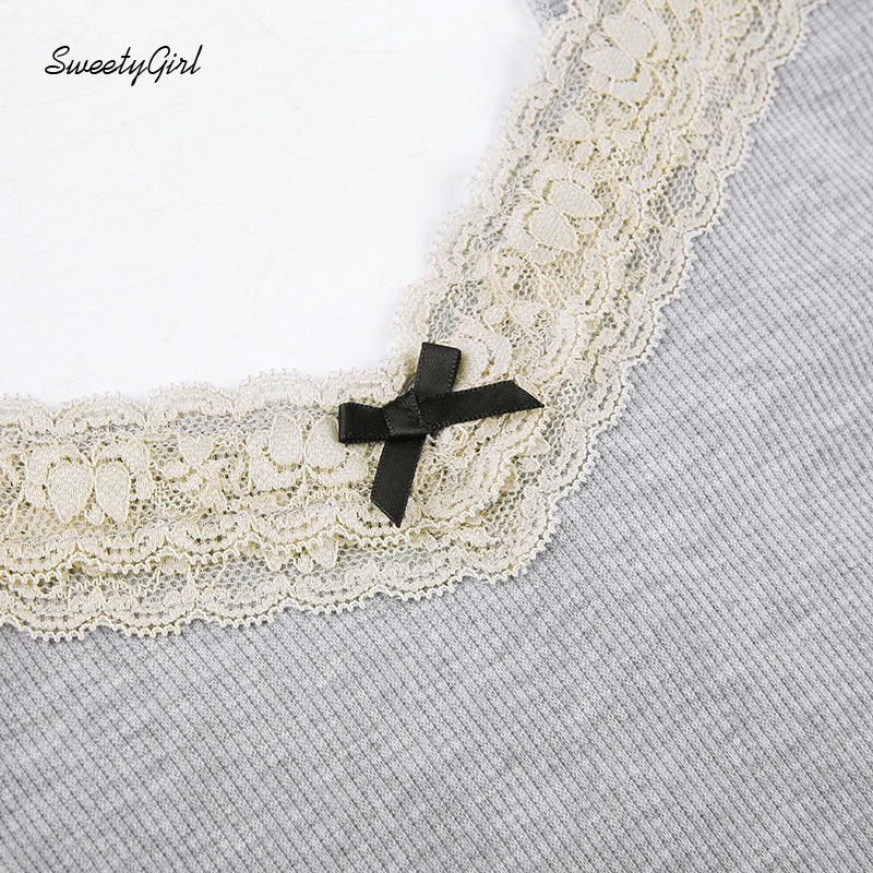 Áo Hai Dây Cổ Tròn Màu Xám Đính Nơ Eo Thấp Thời Trang 2022 Quyến Rũ Cho Nữ