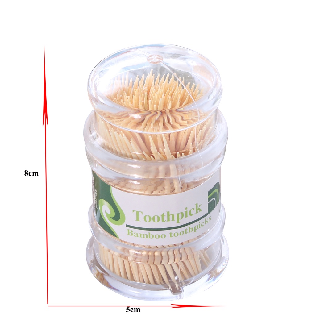 Lọ đựng tăm bằng nhựa trong suốt tặng kèm 250 tăm