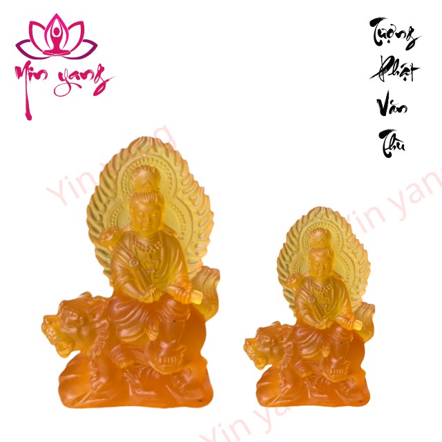 Tượng Văn Thù Bồ Tát Lưu Ly Màu Vàng- Yinyang Shop